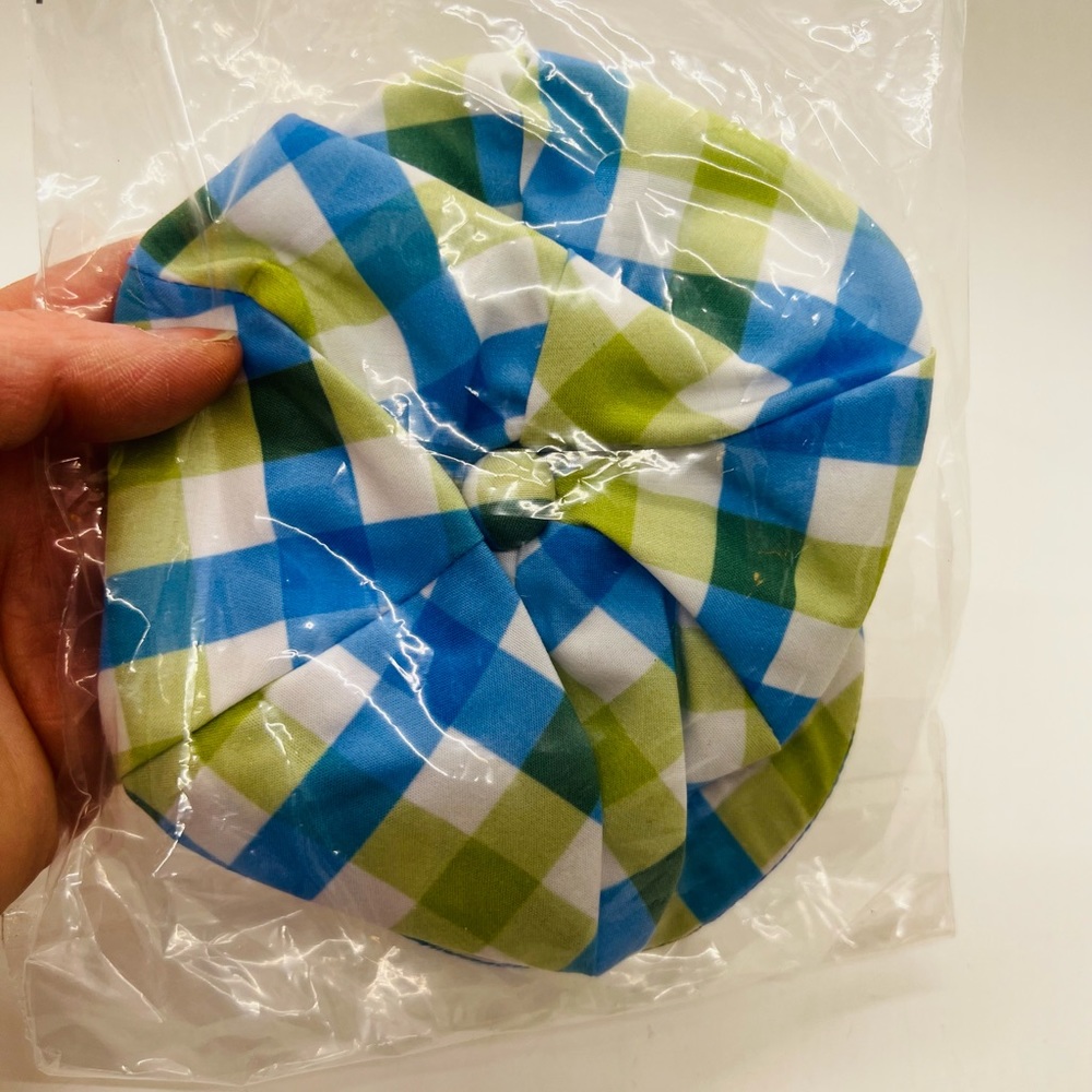 NWT Vibrant Life Newsboy Hat Blue Green White w/ elastic strap XS/S (20 pounds)
